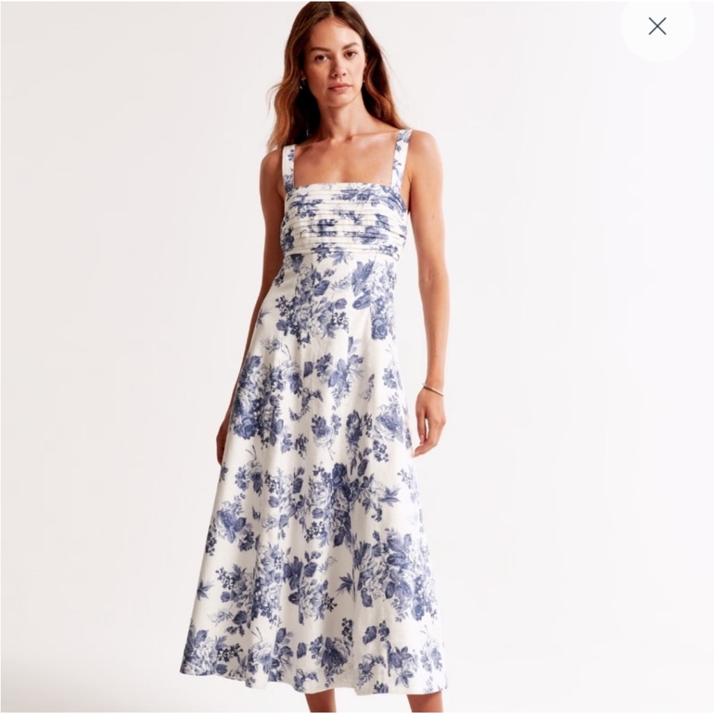 Abercrombie & Fitch Blue Floral Midi Dress - Picture 1 of 3